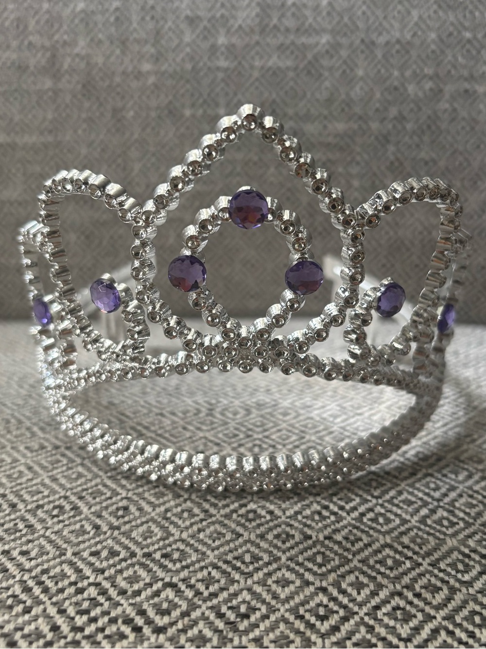 Silver Princess Costume Crown with Light Purple Stones – Dress-Up